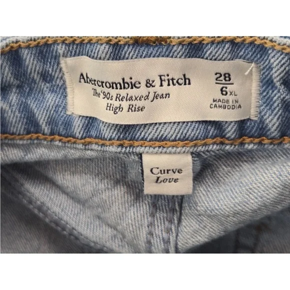 Abercrombie & Fitch The 90s Relaxed Jeans High Rise Curve Love 28 EXTRA LONG XL - Picture 3 of 11